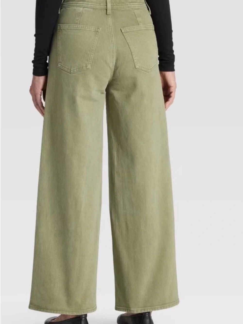 Wide Leg High-Rise Jeans in Olive Green - Picture 2 of 2